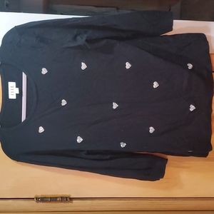 Elle Black Sweater with Silver Sparkle Hearts